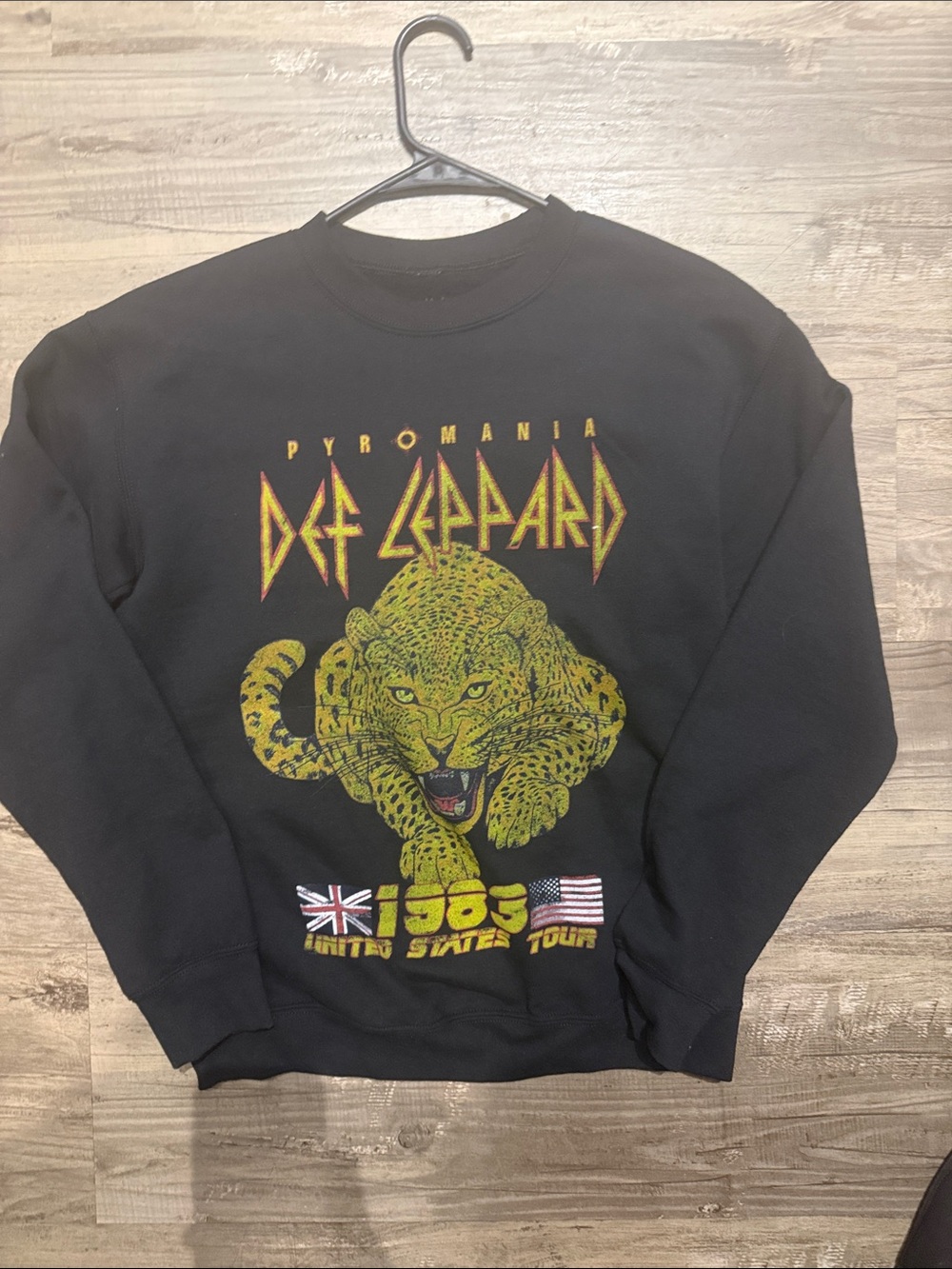 Def Leppard Black Graphic Crewneck Sweater — Pyromania Tour Design